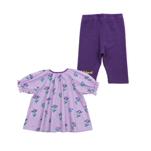 Purple flower blouse SET