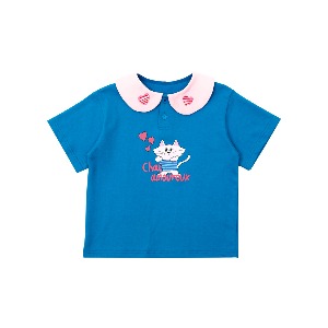 [바로배송] Heart cat collar t-shirt (BLUE)
