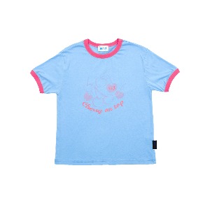 [여유수량 ~6/12 1시까지 15% 할인율 적용] BEJ Cherry t-shirt (BLUE)