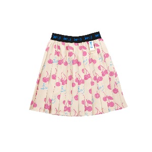 [여유수량 ~6/12 1시까지 15% 할인율 적용] BEJ Cherry pleated skirt