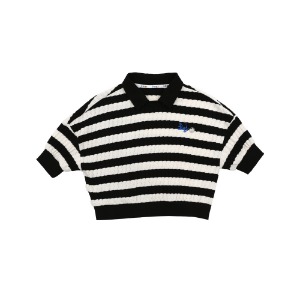 Elbow-sleeve knit sweater (BLACK)