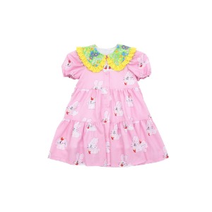 Strawberry flower bunny puff dress (LIGHT PINK)
