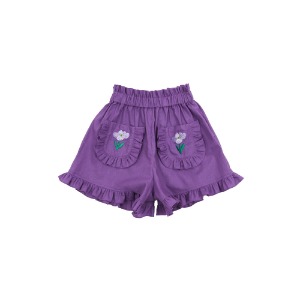 Purple flower frill shorts