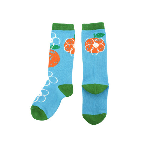 [바로배송] Orange flower knee socks